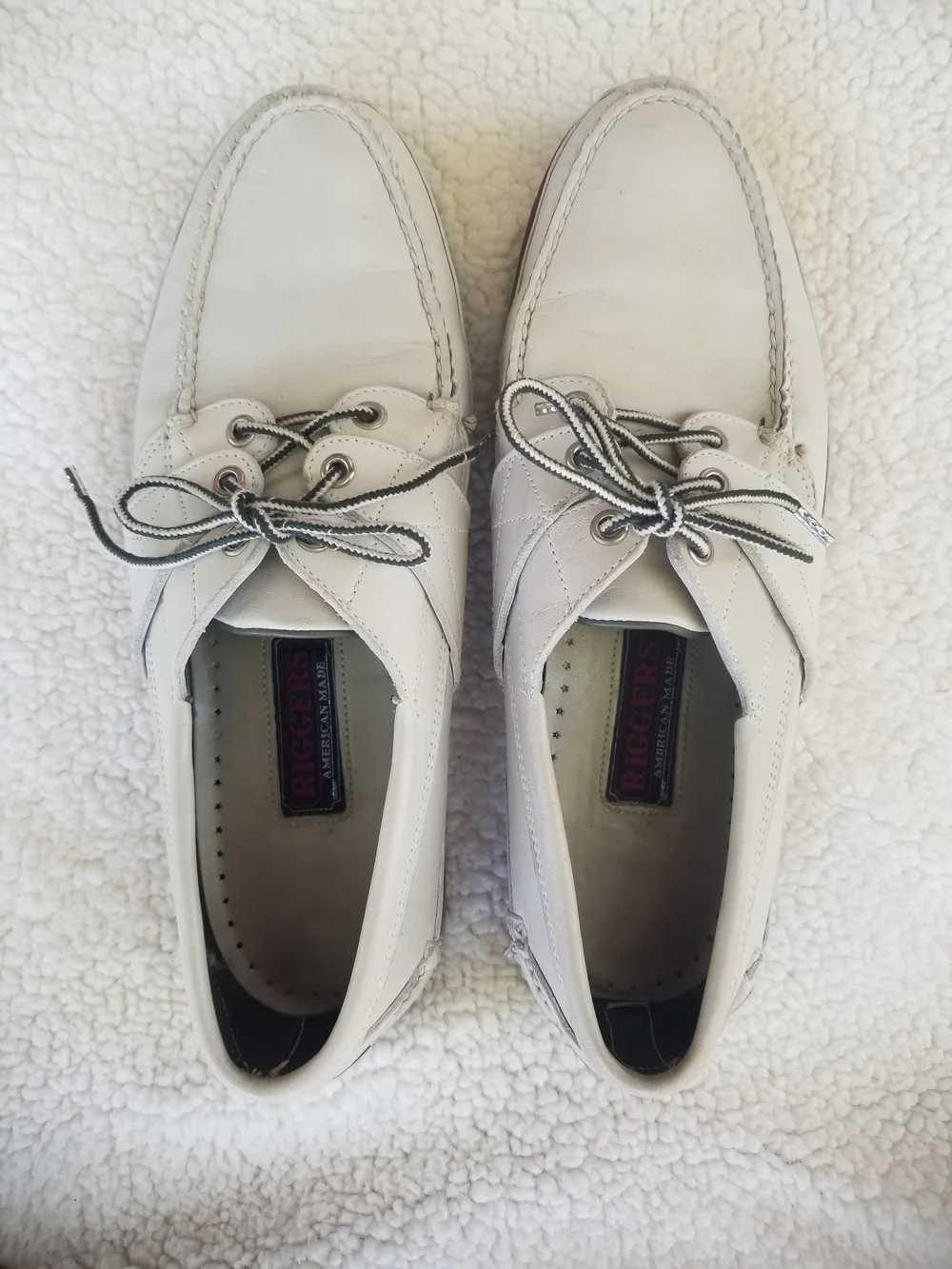 Rigger’s White Leather Men’s Boat Shoes